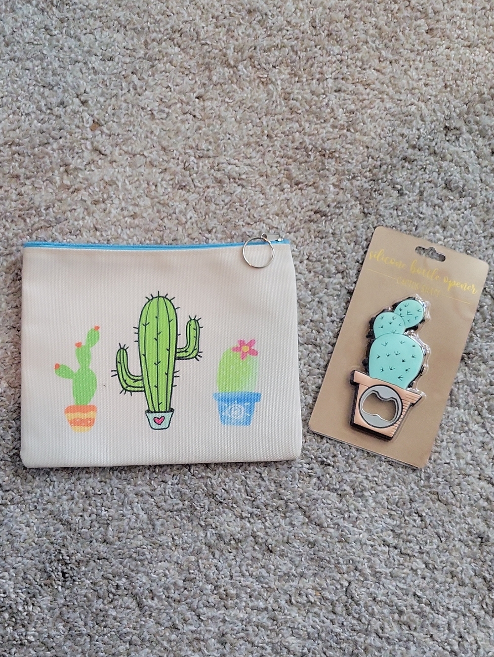 Funky Cactus Cosmetic Bag~bottle opener